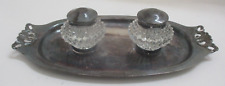 Vintage Silverplate / Glass Inkwell or Salt and Pepper Pots picture