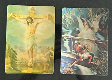 2 Rare 3D Post Card ~ Super Xograph Hologram Guardian Angel Crucifixion picture