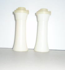 Vtg Tupperware Salt Pepper Shakers 4” White Mini Picnic/RV  #831 picture