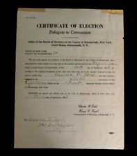 Vtg 1938 Oswald Heck Election Certificate Convention Delegate Schenectady OOAK picture