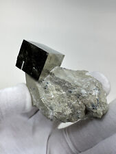 LARGE Rare Lusterous Pyrite Cube on Matrix__Navajun Mine , Spain picture