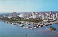 Vintage Florida Chrome Postcard Miami City Yacht Basin Harbor Aerial picture