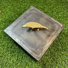 Vintage Brutalist Hand Made Forged Metal Box Lizard Salamander Top Heavy 4.7 lbs picture
