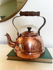 Tea Kettle Pot Vintage SOLID Copper w/Wood Handle and Knob MADE IN PORTUGAL picture