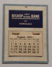 Vintage 1931 Bishop First National Bank Honolulu HI Small Calendar picture