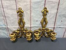 HOME INTERIORS Burwood Products Co Gold Ornate 2 Arm Wall Sconce Candle Holder  picture