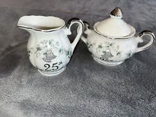 25th Silver Anniversary Lefton Porcelain Cream and Sugar Cup with Lid Small picture