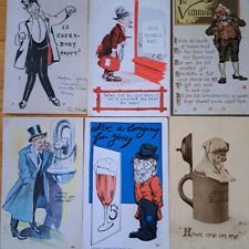 LOT of 6  COMIC  HUMOR  DRINKING   Vintage Postcards    Pre-Prohibition picture