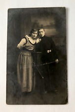 Antique 1900-s Real Photo Postcard Young Woman And Man 3.5 X 5.5 Inches picture