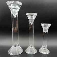 3 Jihlavske Sklarny Art Deco Style Crystal Candlesticks Czech Bohemia 24% Lead picture