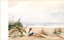 Painting Little Girl Amy Seashore Ocean Waves Seagulls Artist Roger Strickland picture