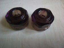 Antique Pair Of Heavy Amethyst Glass Inkwells (W/Makers Mark)  picture