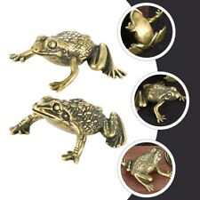 2pcs Antique Brass Frogs Statue Brass Toad Figurine Small Brass Figurine Golden picture