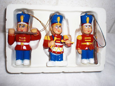 VTG. DRUMMER BOYS MARCHING BAND ORNAMENTS HANDPAINTED 3 IOB picture