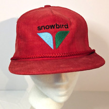 Snowbird Rare Zipback Corduroy Hat, Utah Ski Resort VTG Embroidered Logo Cap Red picture