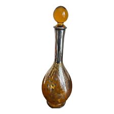 Vintage Amber Art Nouveau Crystal and Sterling Silver Wine Decanter picture