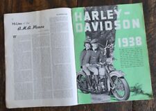 1938 HARLEY DAVIDSON MOTORCYCLE BROCHURE & MAGAZINE KNUCKLEHEAD CROCKER INDIAN picture