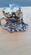 Vintage Two Beautiful Metal Birds on a Metal Branch Salt & Pepper Shakers picture
