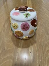 NAPCO Vintage 1950s Cookies All Over Walnut Lid Cookie Jar-Japan picture