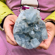 1190G Natural Beautiful Blue Celestite Crystal Geode Cave Mineral Specimen 256 picture