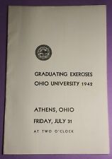1942 Ohio University Graduation Exercises Program Booklet Athens Vintage  picture