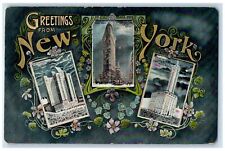 New York City New York NY Postcard Greetings Flatiron Buildings Exterior 1909 picture