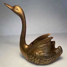 Vtg Brass Swan Planter Pot Vase Figurine Statue 9 3/4