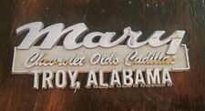 Vintage Mary Chevrolet Olds Troy Alabama Dealer Dealership Metal  Emblem picture