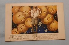 Vtg 1913 Halloween Postcard John Winsch Frightened Boy Jack O Lantern Pumpkins picture