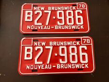 Pair 1978 New Brunswick Canada License Plate Tag B27-986 red picture