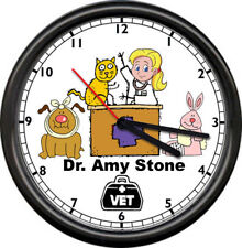 Personalized Veterinarian Female Blonde Brunette Asst Dog Cat Gift Wall Clock picture