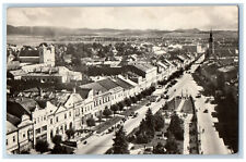 Prešov Presov Slovakia Postcard Aerial View Street Buildings 1956 RPPC Photo picture
