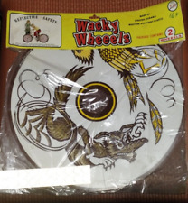 RARE VINTAGE PAIR ROAD RUNNER WACKY WHEELS BICYCLE INSERTSl (2 discs) picture