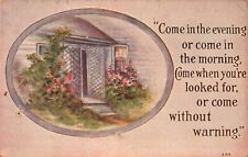 Vintage Postcard old home front door come to our home welcome c1900s some wear picture
