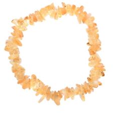 Premium CHARGED Citrine Crystal Chip Stretchy Bracelet + Baby Selenite Heart picture