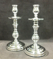 Vintage CHRISTOFLE Fleuron Pair of Silver-Plate Large Candle-Stick Holders picture