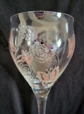 Vintage Crystal Wine Glasses Set of 2 Givenchy Butterflies 80s Signed Austria picture