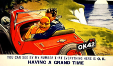 Antique Vacation Comic Postcard MAN WOMAN KISSING CAR AUTO OK 42 Taylor #61 picture