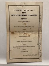 C. 1931 New York PARAMOUNT HOTEL GRILL Restaurant Benefit Luncheon MENU w/ Price picture