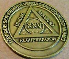 Alcoholicos Anonimos 25 year Bronze Medallion Spanish AA Alcoholics Anonymous  picture