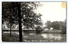 c1940's River Scene Old Bridge Arcadia Wisconsin WI RPPC Unposted Photo Postcard picture