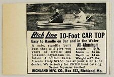 1958 Print Ad Rich Line 10-Foot Car Top Aluminum Boats Richland Mfg Richland,MO picture