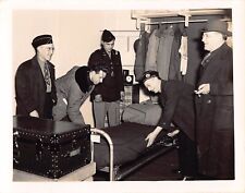 Old Photo Snapshot Army Men Training Military Bed Arrangement Vtg Portrait 7A9 picture