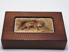 Vtg Trinket Box fox Poland Souvenir Wooden Divided picture