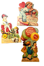 Vintage Valentine Young Children with Train Balloons Puppy Dog  Lot of 3 picture