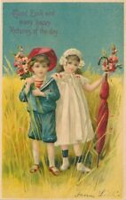 BIRTHDAY - Two Children Good Luck and Many Happy Returns Of The Day Postcard-udb picture