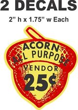 2 Oak Acorn Vending North Western Gumball Machine 25 cent Vendor Vinyl Decals picture