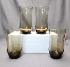 Vintage Libbey Apollo Tawny Brown 13 oz Flat Tumblers Highball Glasses Set of 4 picture