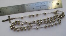 39.9g VINTAGE WWII Engraved Mono Serge 5-3-42 ALL SILVER HALLMARKED ROSARY picture