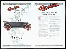 1916 Willys-OVERLAND Country Club ROADSTER Automobile Car 1 or 2-Pg Vtg PRINT AD picture